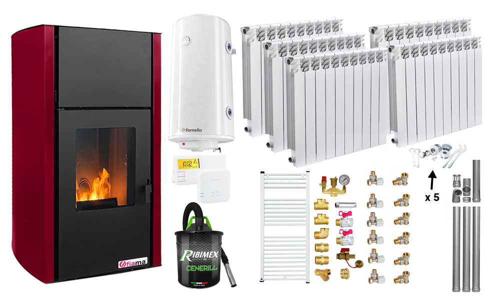 Termosemineu Peleti Fornello 25kW Pachet Complet