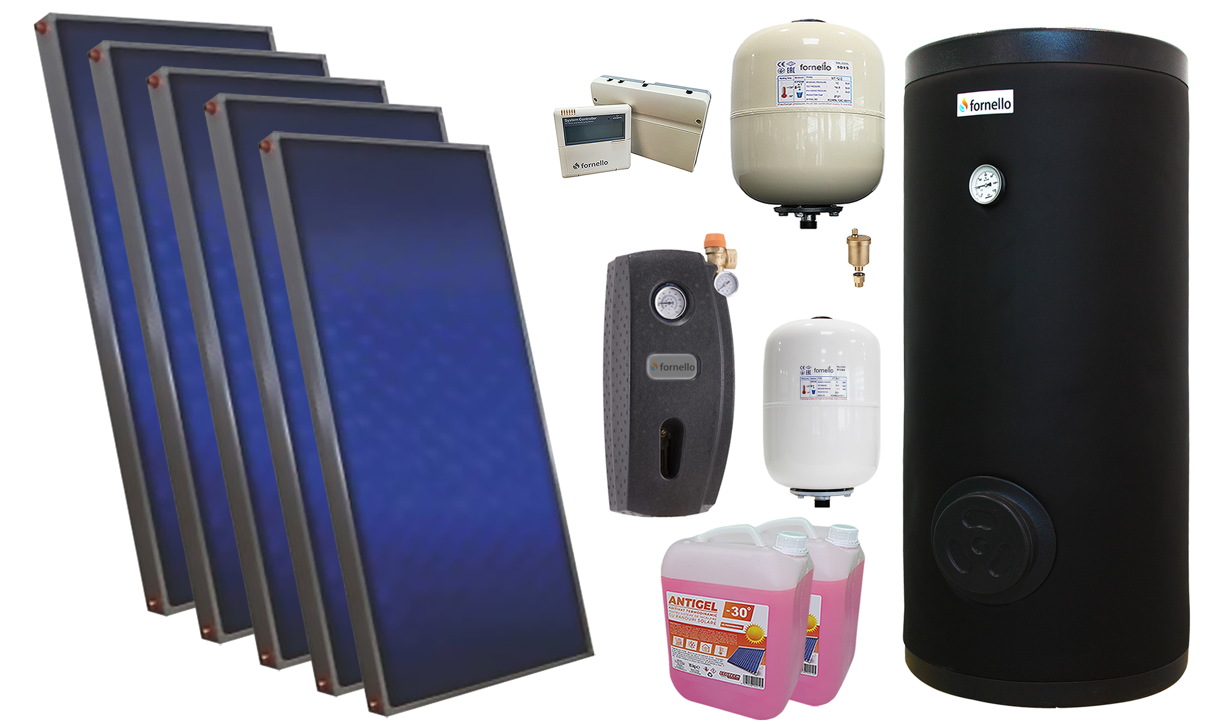 Pachet Solar Premium 5 Panouri Plane + Boiler 500L