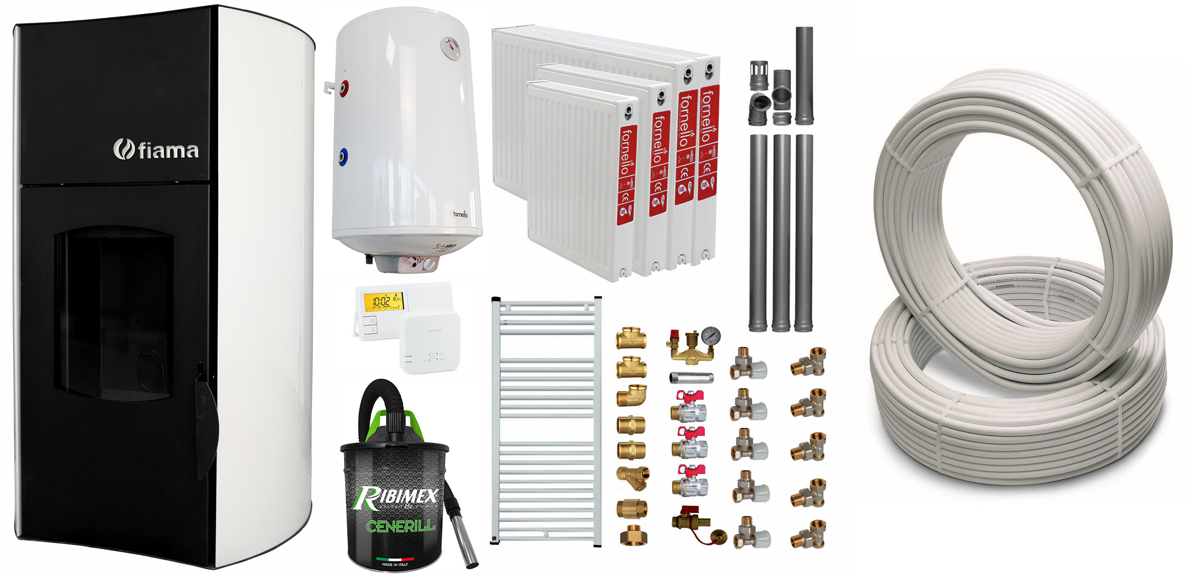 Pachet Complet Termosemineu Peleti Fiama 25kW