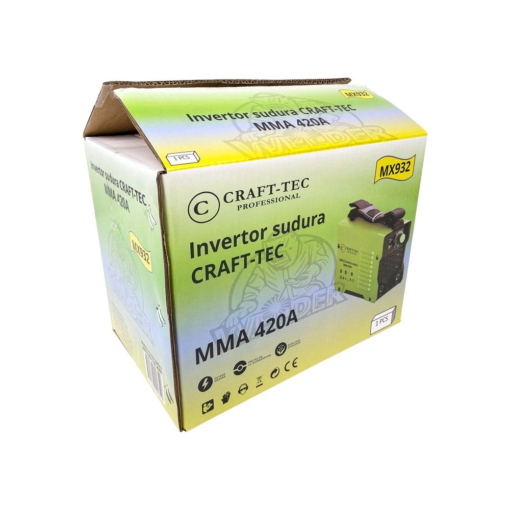 Aparat de sudura invertor 420A, 1.6-5 mm, MMA, anti-stick, IP21S – masca de sudura si cabluri incluse – Craft-Tec – MX932 - imagine 4
