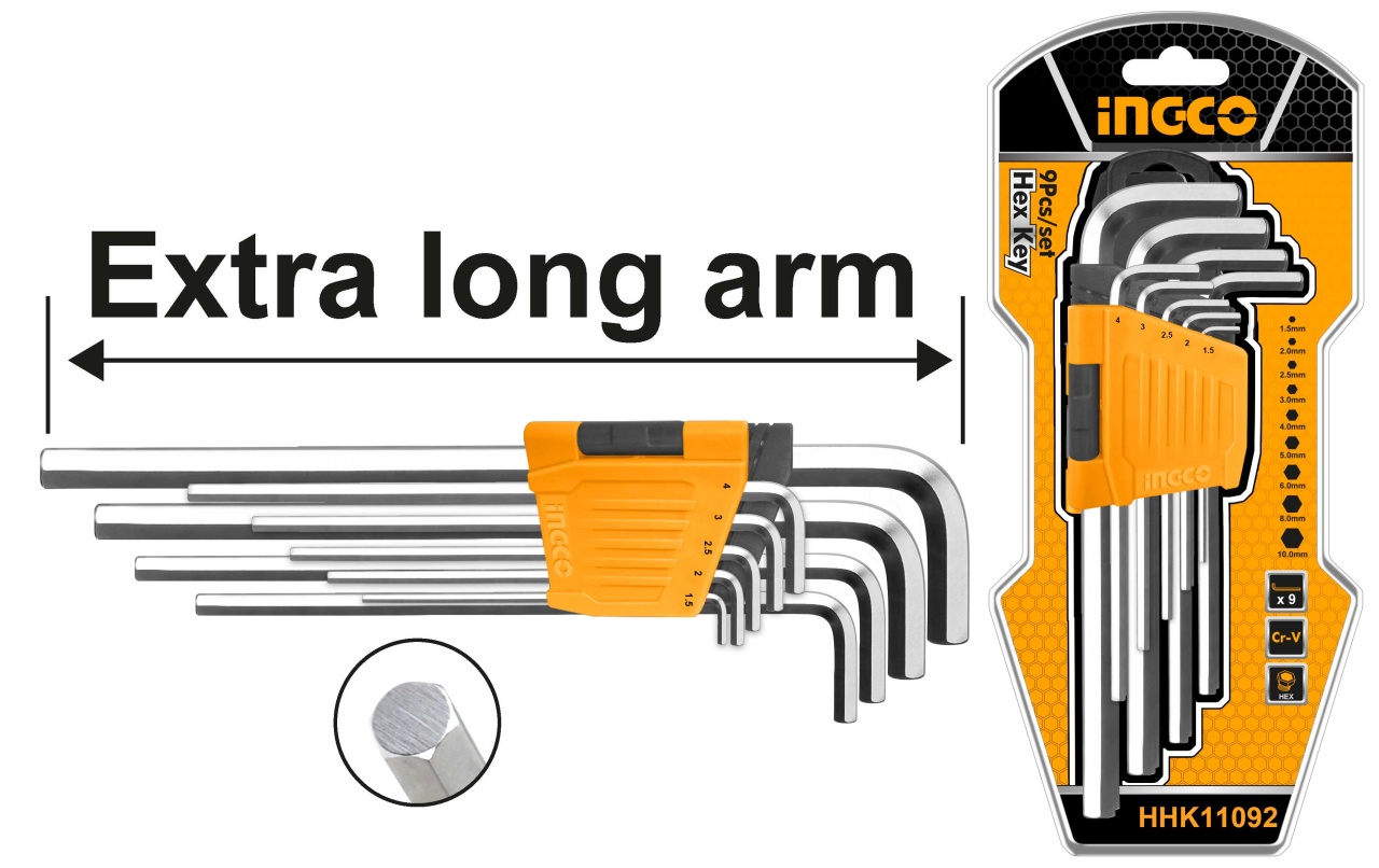 Set Imbus Extra Lung INGCO 9 piese 1.5-10mm - imagine 2