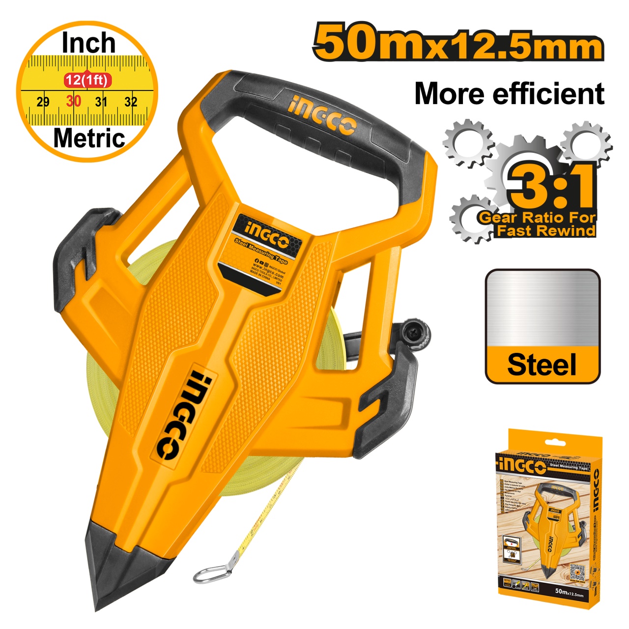 Ruleta 50m Banda Metalica Ruris Profesionala