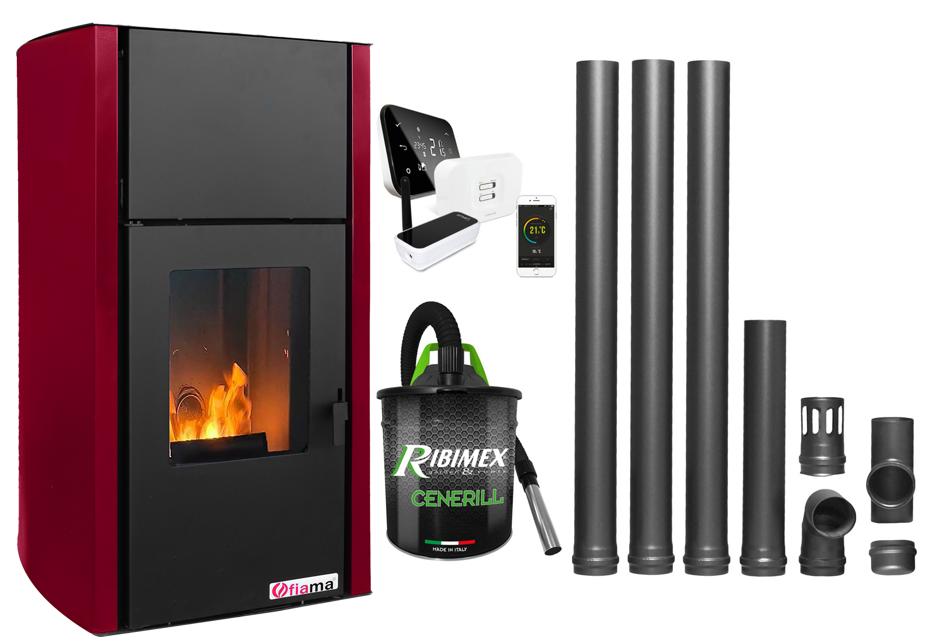 Pachet Termosemineu Fornello 25kw | Control WiFi Incluse