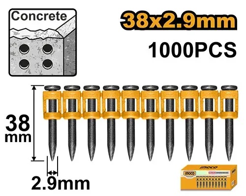 Cuie beton INGCO 38x2.9mm, 1000 buc, oțel 60#
