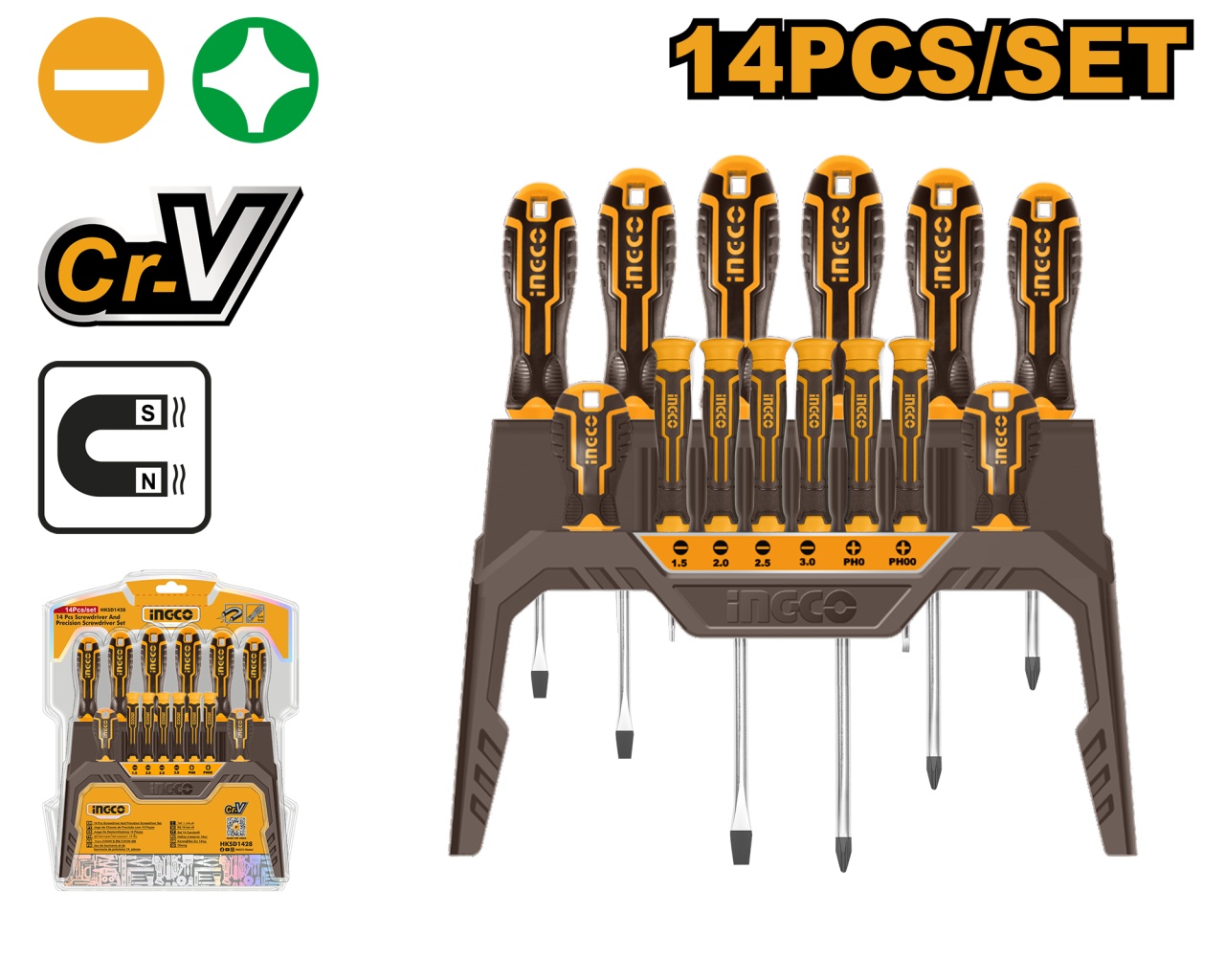 Set Surubelnite Precizie Ingco 14 Bucati HKSD1428