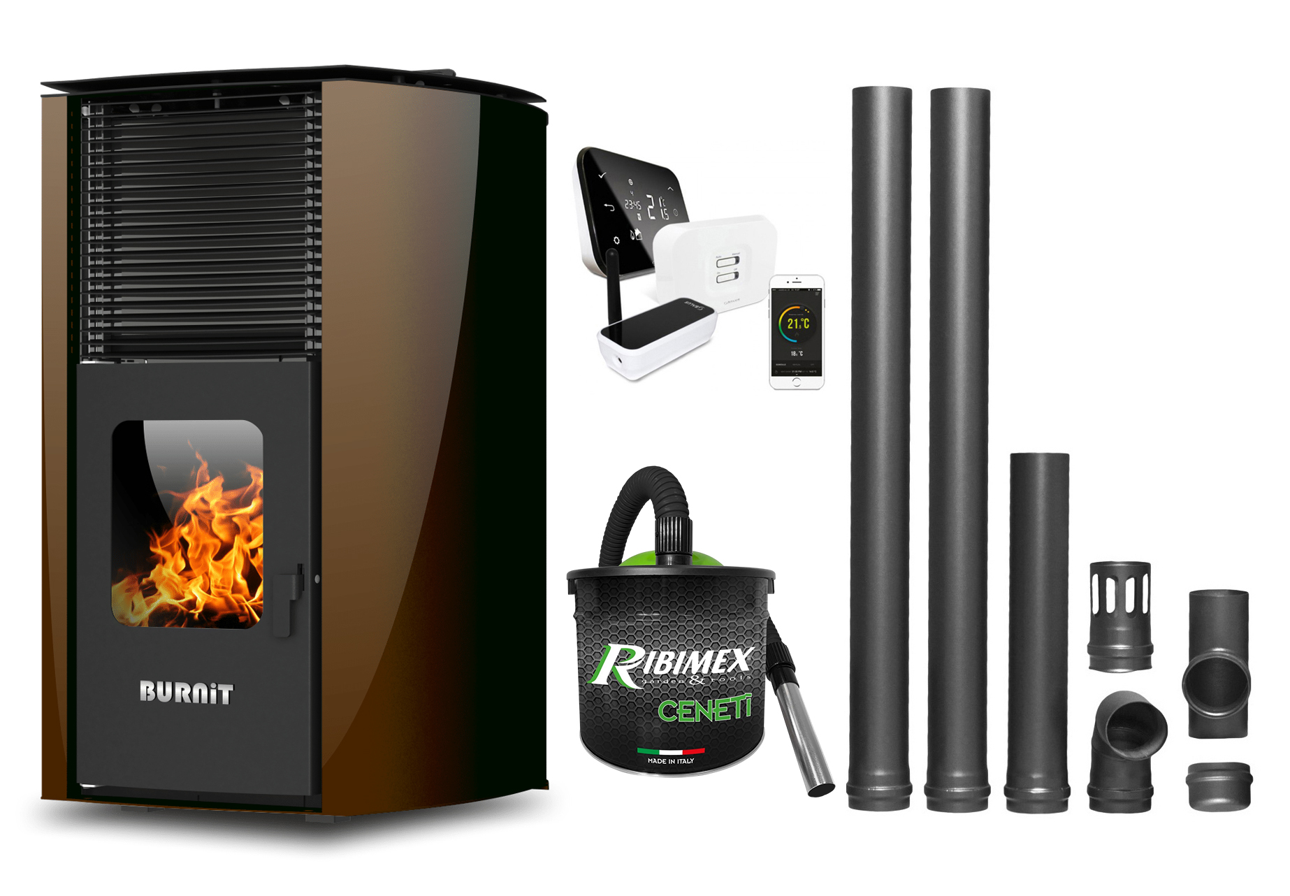 Termosemineu Burnit 25kW Control WiFi Complet