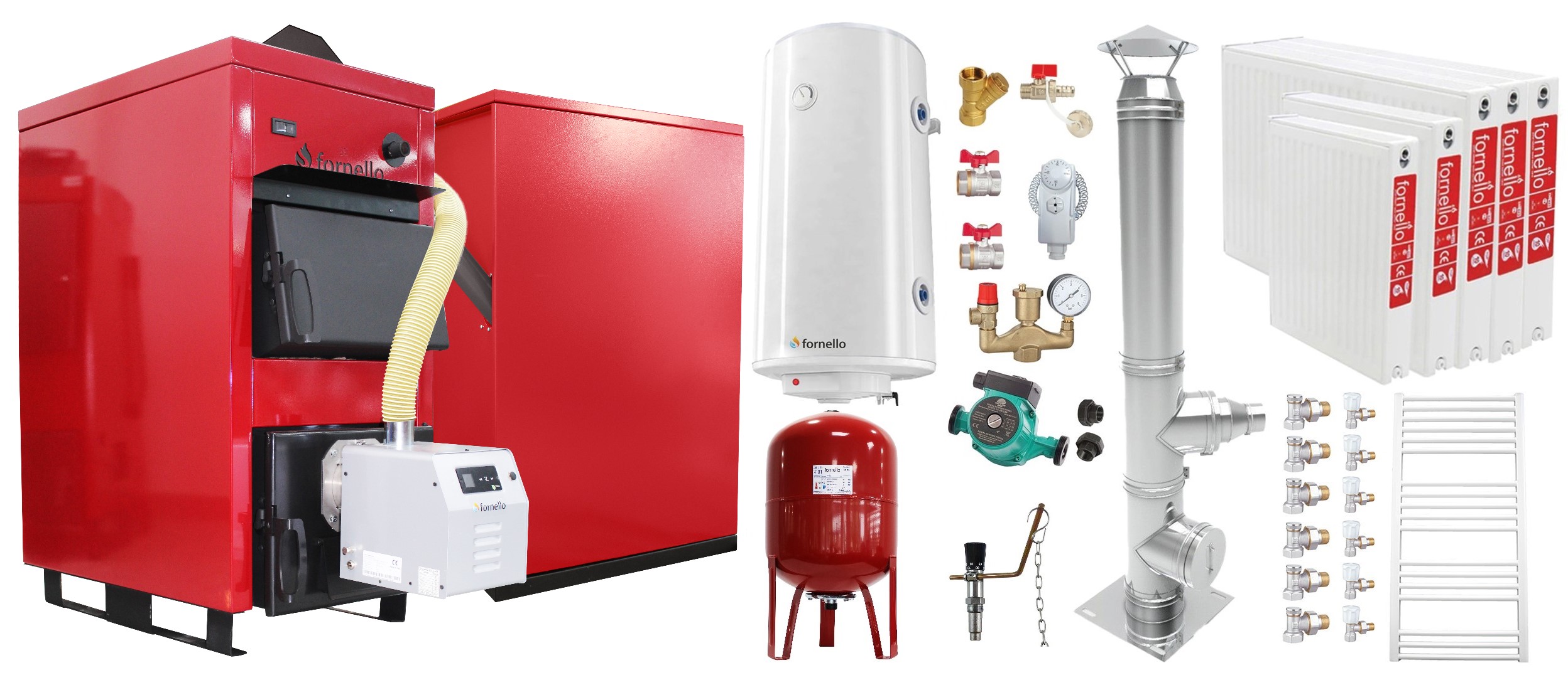 Centrala Mixta Fornello 35kW Lemn+Peleti Complet