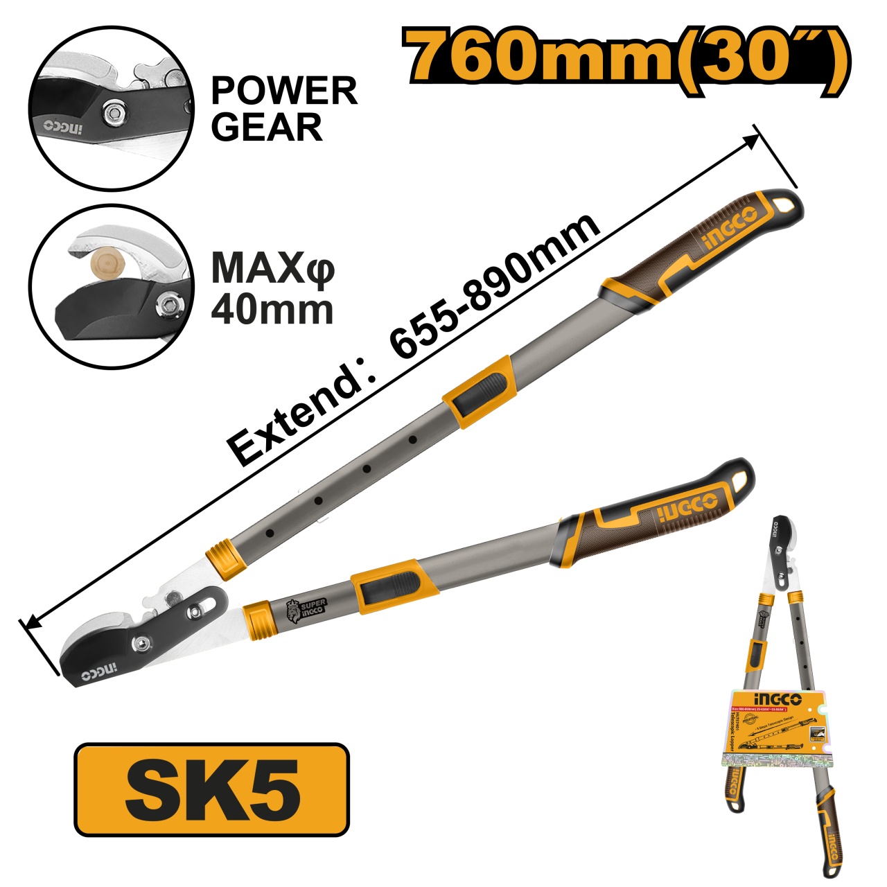 Foarfeca Pomi Telescopic Ingco 650-850mm