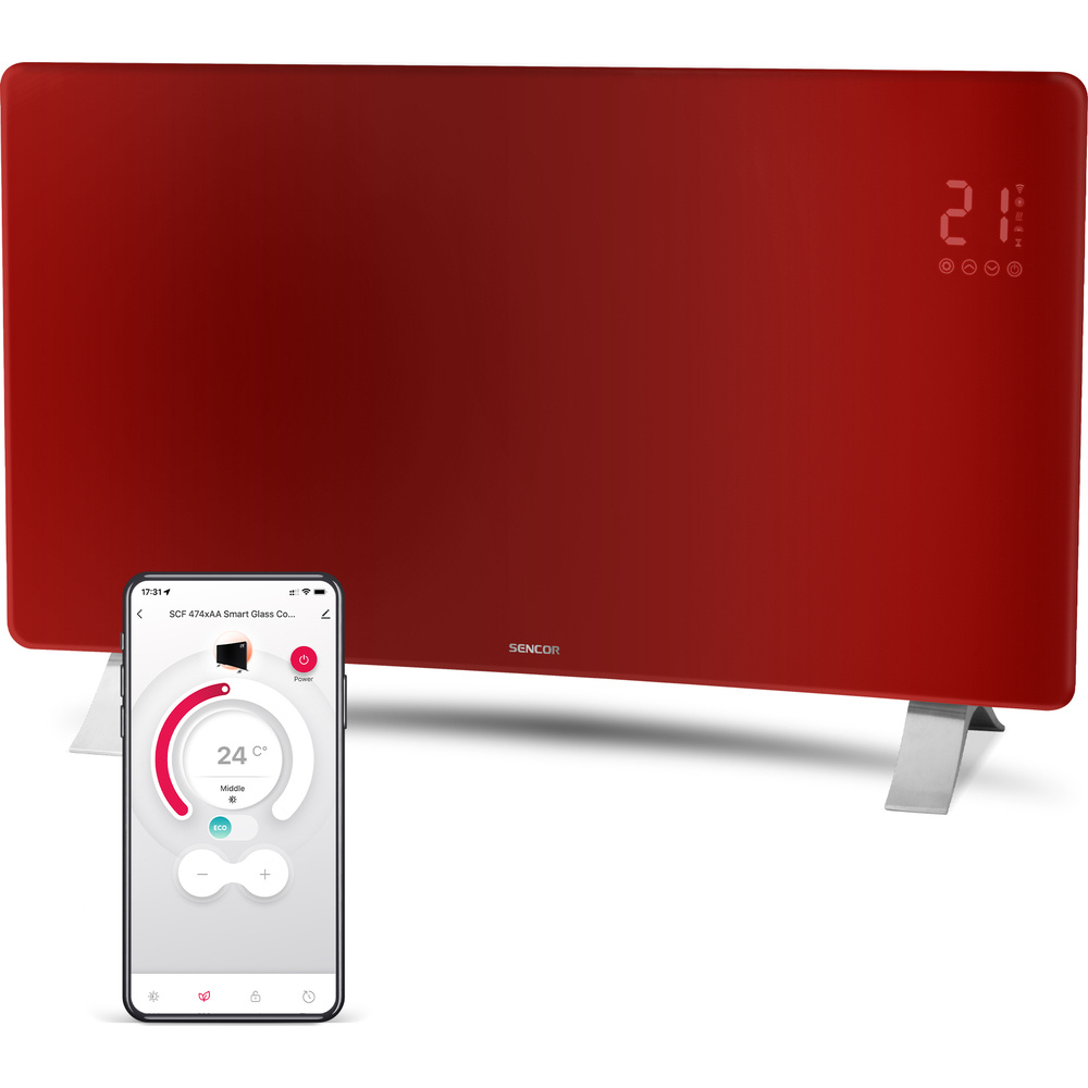 Sencor SCF 4742RD - Convector Inteligent cu Sticlă