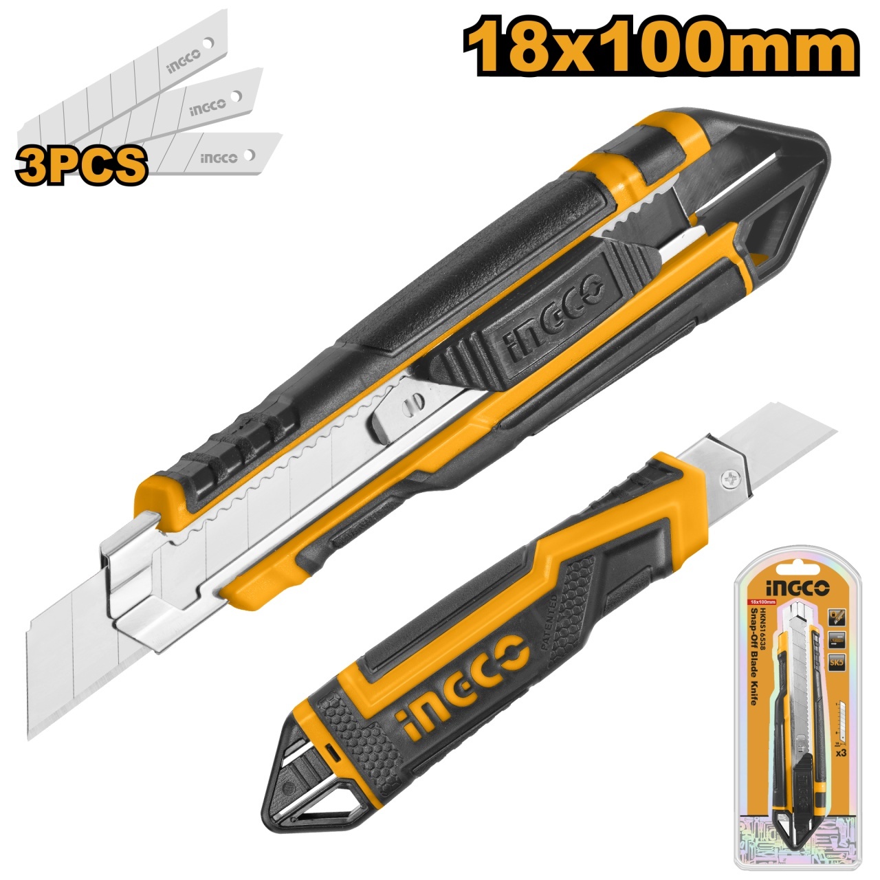 Cutter Plastic Maner Cauciuc 18 mm, 3 Lame SK5, HKNS16538