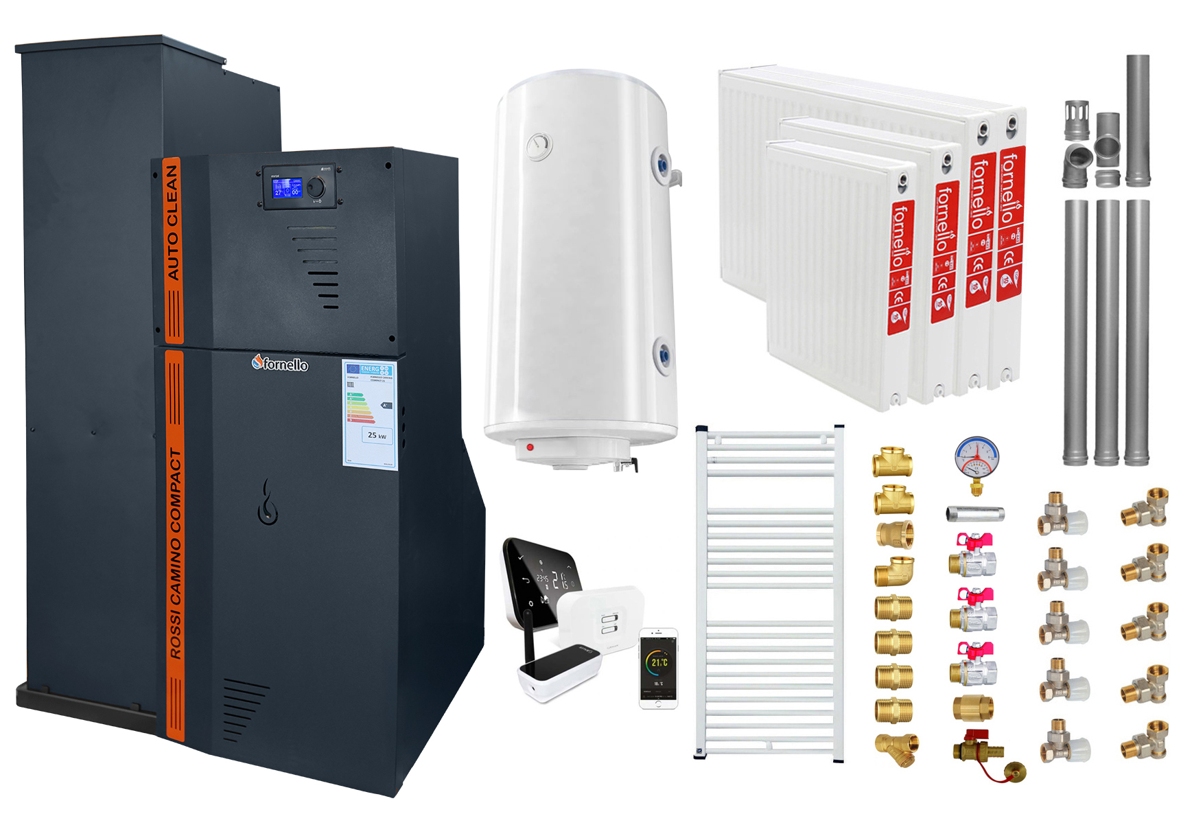 Pachet Centrală Peleti Fornello 25kW Complet