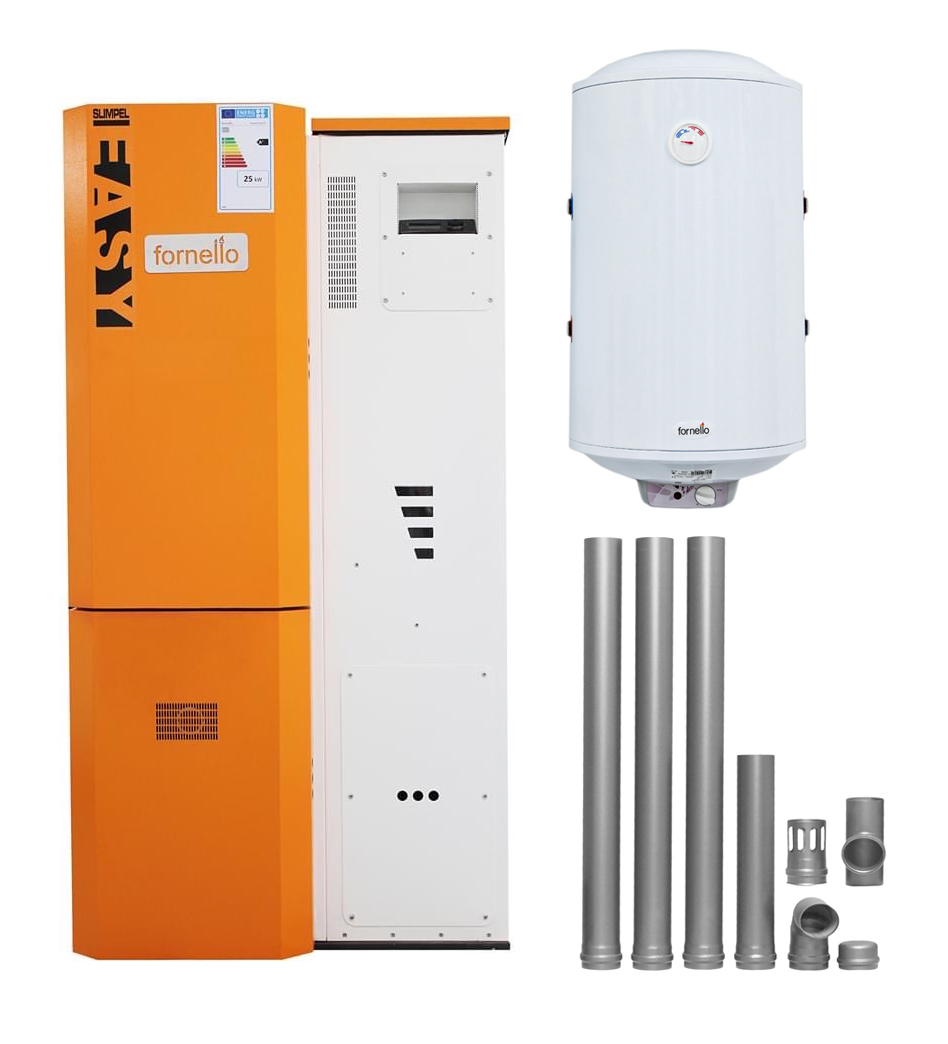 Centrală pe peleti Fornello 25 kW + Boiler 100L
