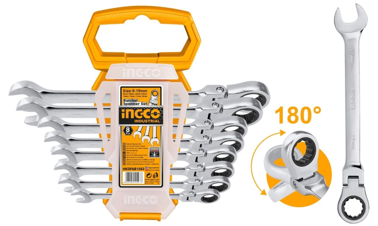 Set Chei Combinate 8-19mm Ingco HKSPAR1083 - imagine 2