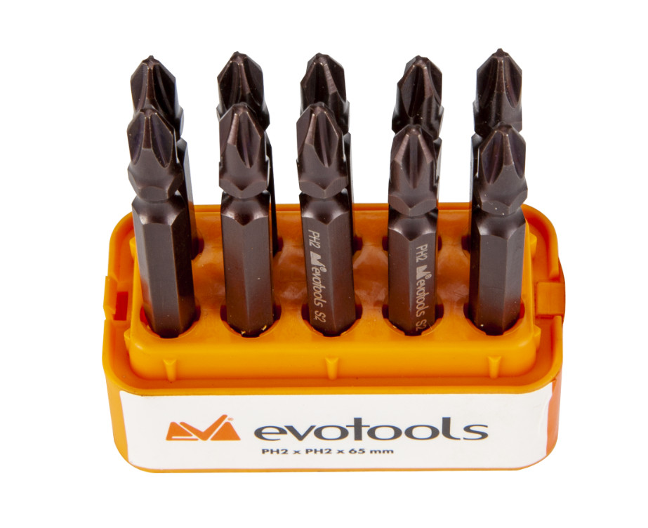 Set 10 Vârfuri PH2 Evotools, 65 mm