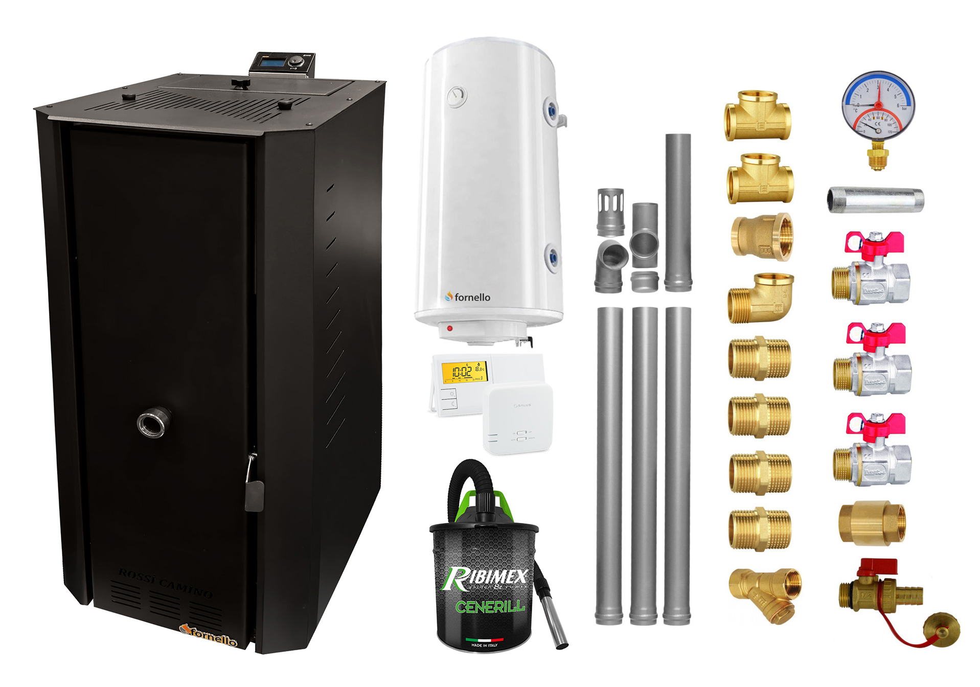 Pachet Centrala Peleti Fornello 25kw Complet Ecodesign