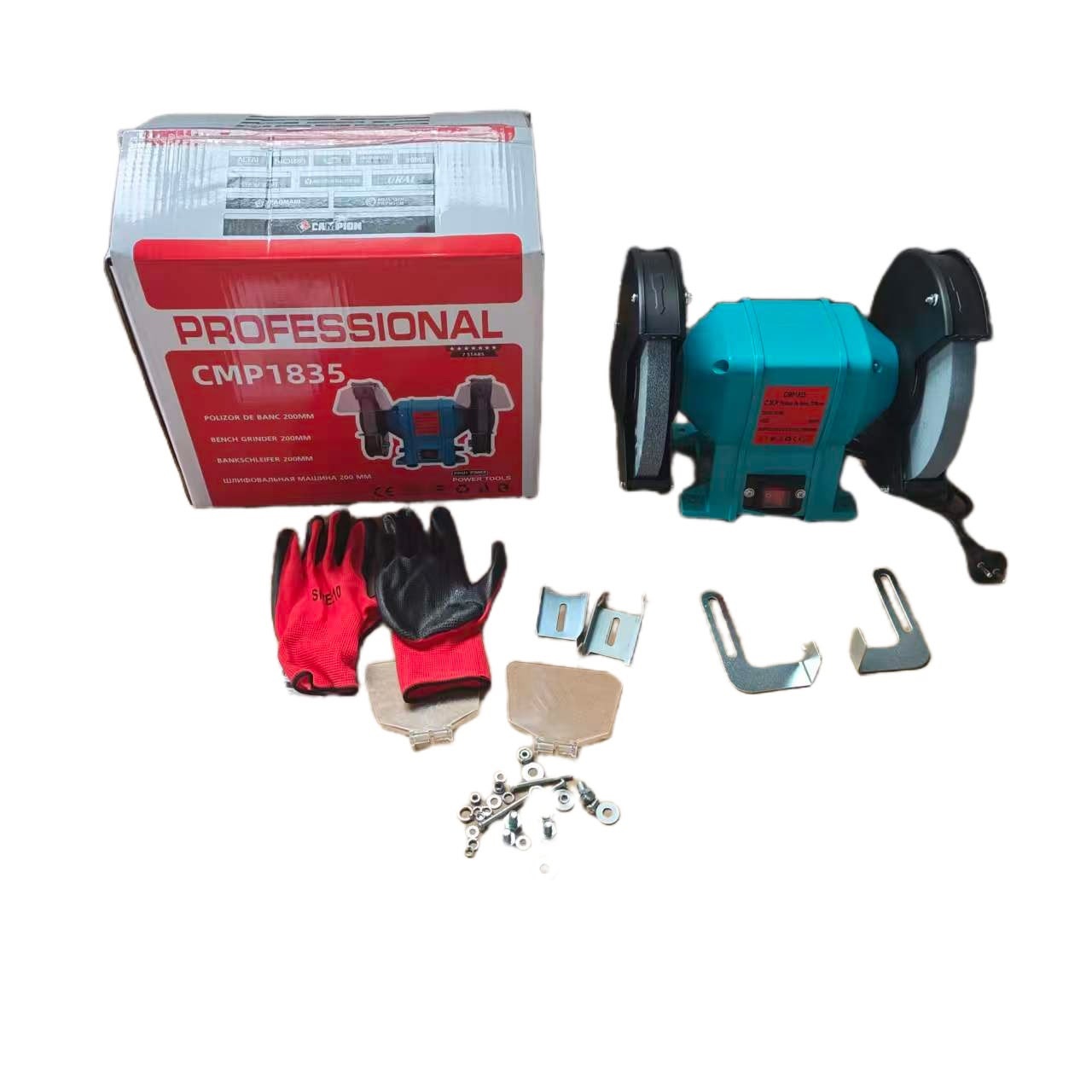 Polizor de banc electric 200mm, 400w, 2950rpm, pietre incluse, protectii duble, 12,7mm, CAMPION PROFESSIONAL CMP1835 - imagine 3