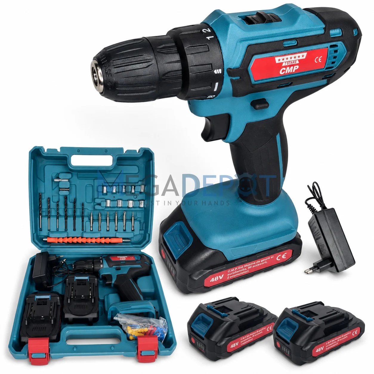 Masina de Insurubat Autofiletanta 48V, 2 Acumulatori 4Ah, 2 Viteze, Trusa Completa 96 Piese, CAMPION PROFESSIONAL CMP1836 - imagine 2