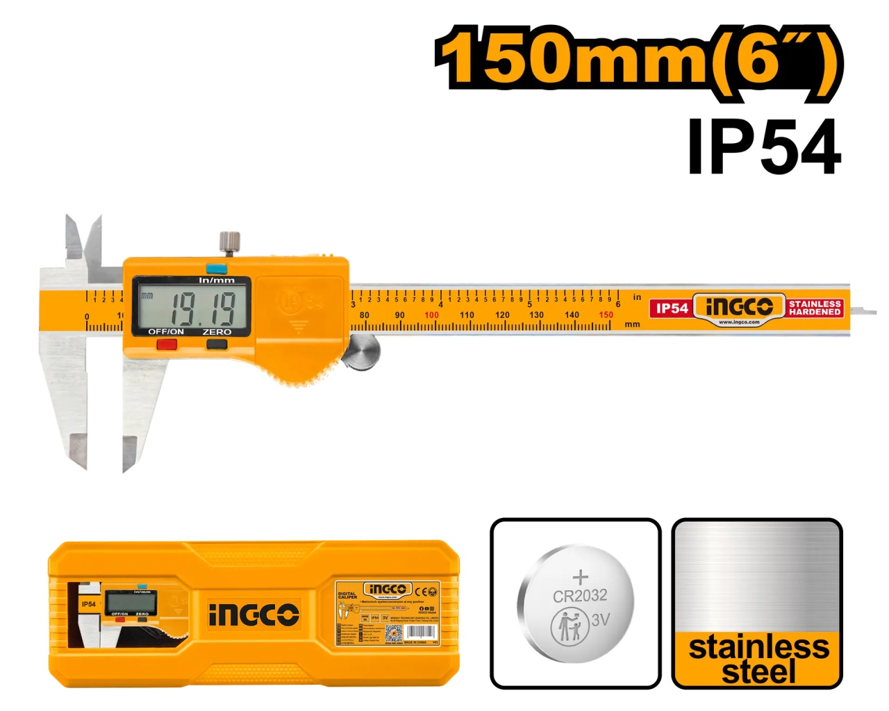 Subler Digital Ingco 150mm HDCD28150, Precizie 0.01mm, IP54 - imagine 2