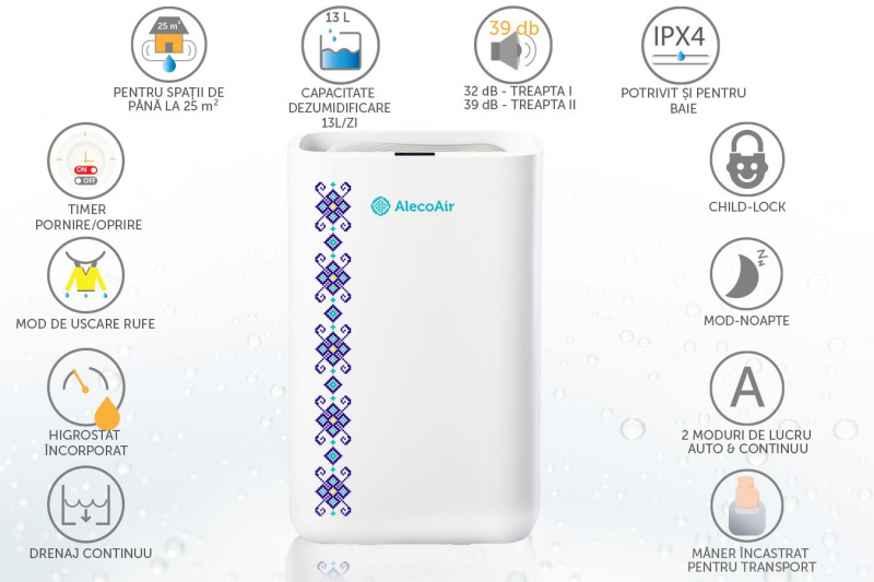 Dezumidificator AlecoAir D13 TRADITIO WiFi, 13L/zi, 25 m² - imagine 7