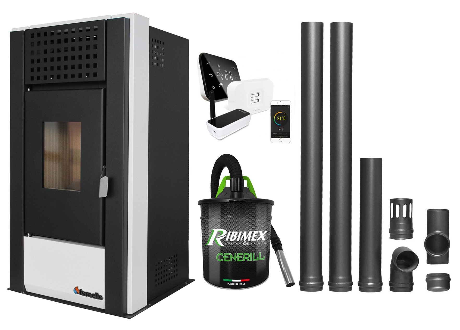 Pachet Încălzire Peleti Fornello 9KW Control Remote